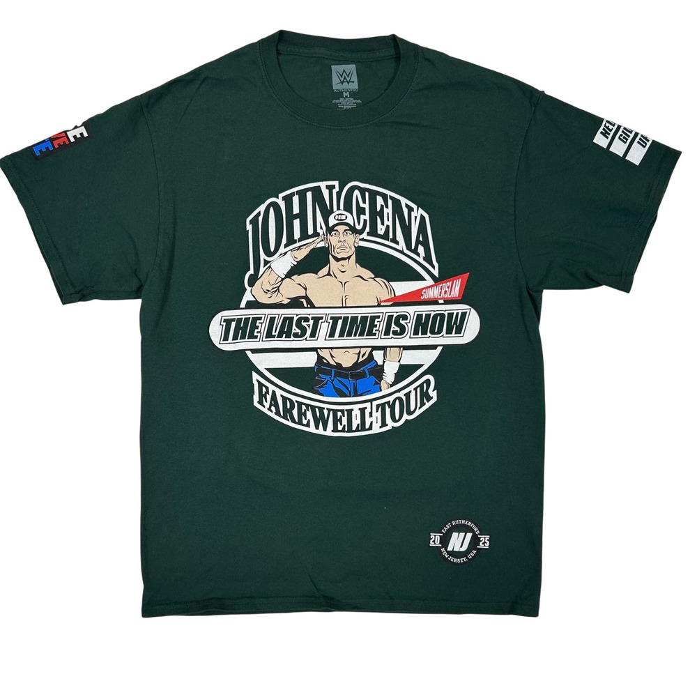 WWE John Cena Farewell‎ Tour T-Shirt Mens Medium Green The Last Time Is Now 2025